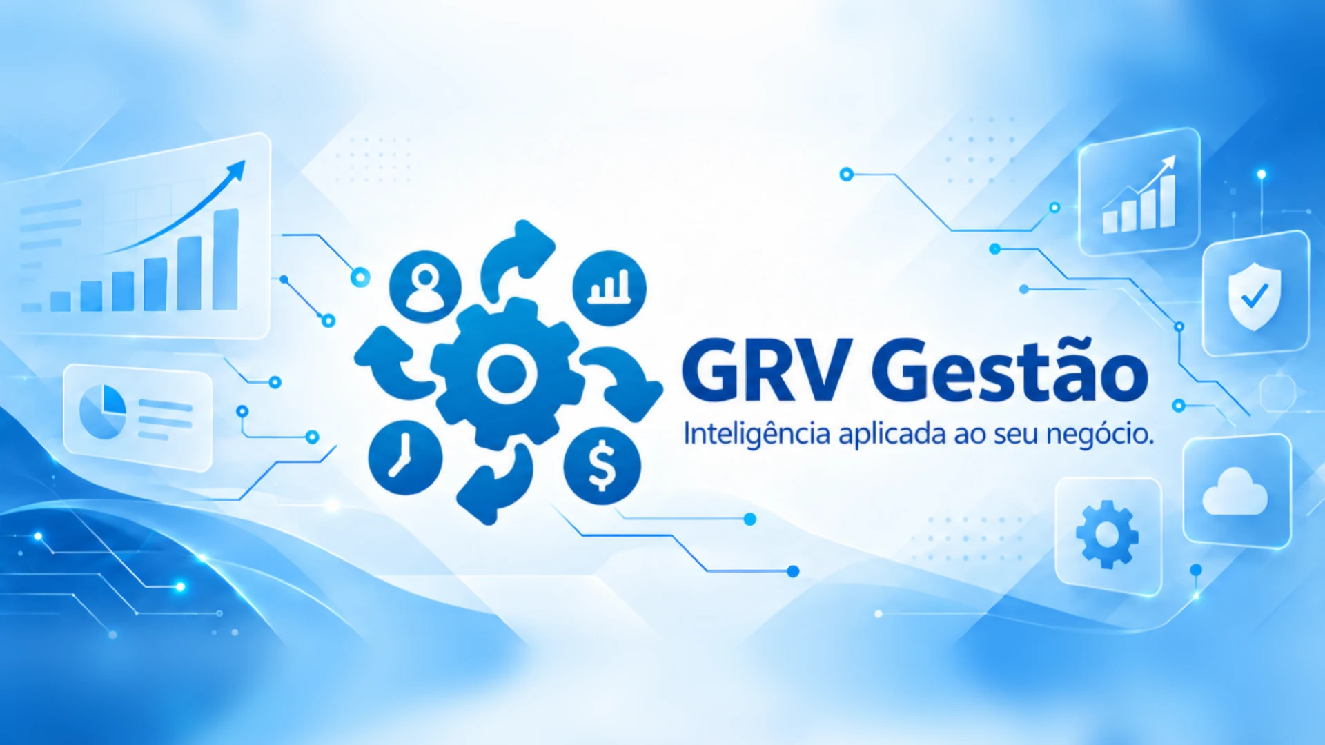 Banner do GRV Gestão com a logo e a frase Inteligência aplicada ao seu negócio